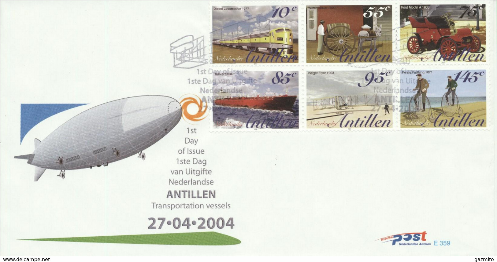 Netherlands Antilles 2004, Transport, Train, Carriage, Car, Boat, Cycling, FDC - Diligences