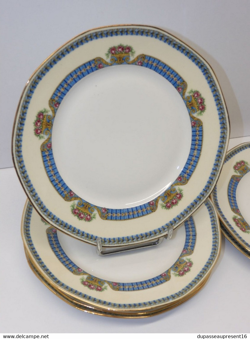 *6 ASSIETTES PLATES PORCELAINE LIMOGES JB France (JEAN BOYER) Dorures  E - Limoges (FRA)