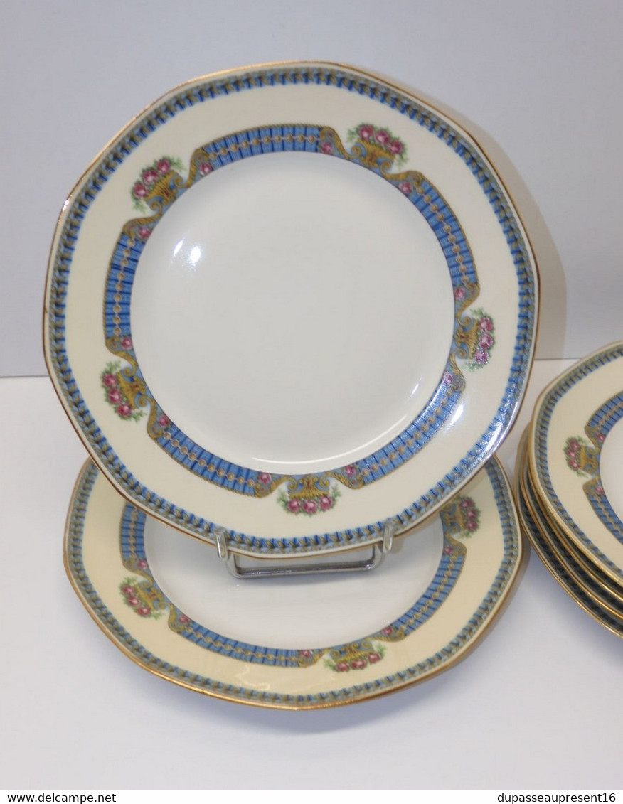 *6 ASSIETTES PLATES PORCELAINE LIMOGES JB France (JEAN BOYER) dorures  E