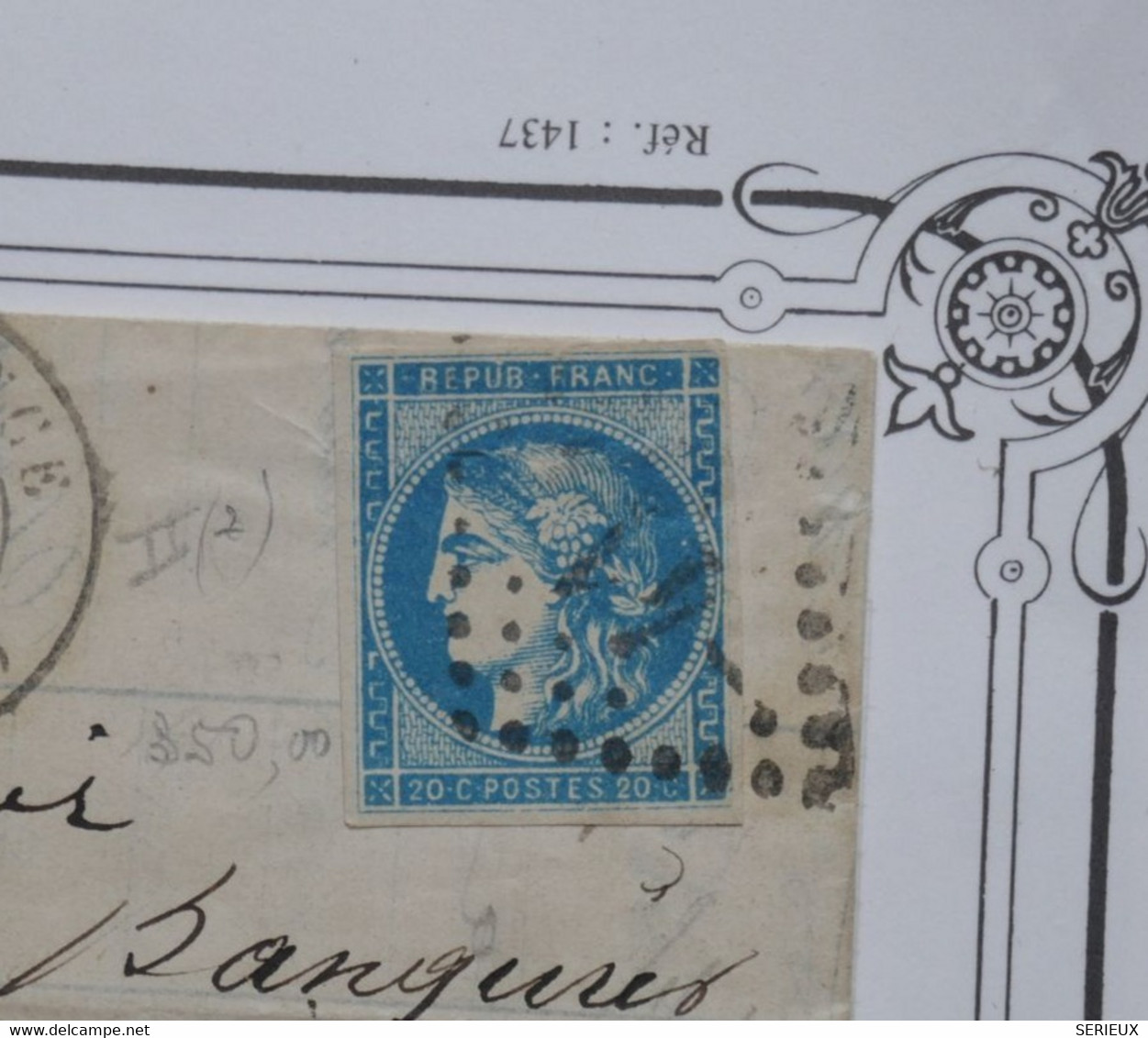 BG10 FRANCE BELLE  LETTRE   4 FEVR  1871   AIX   A PERTHUIS    +BORDEAUX   N° 45 B  +++ + - 1870 Bordeaux Printing