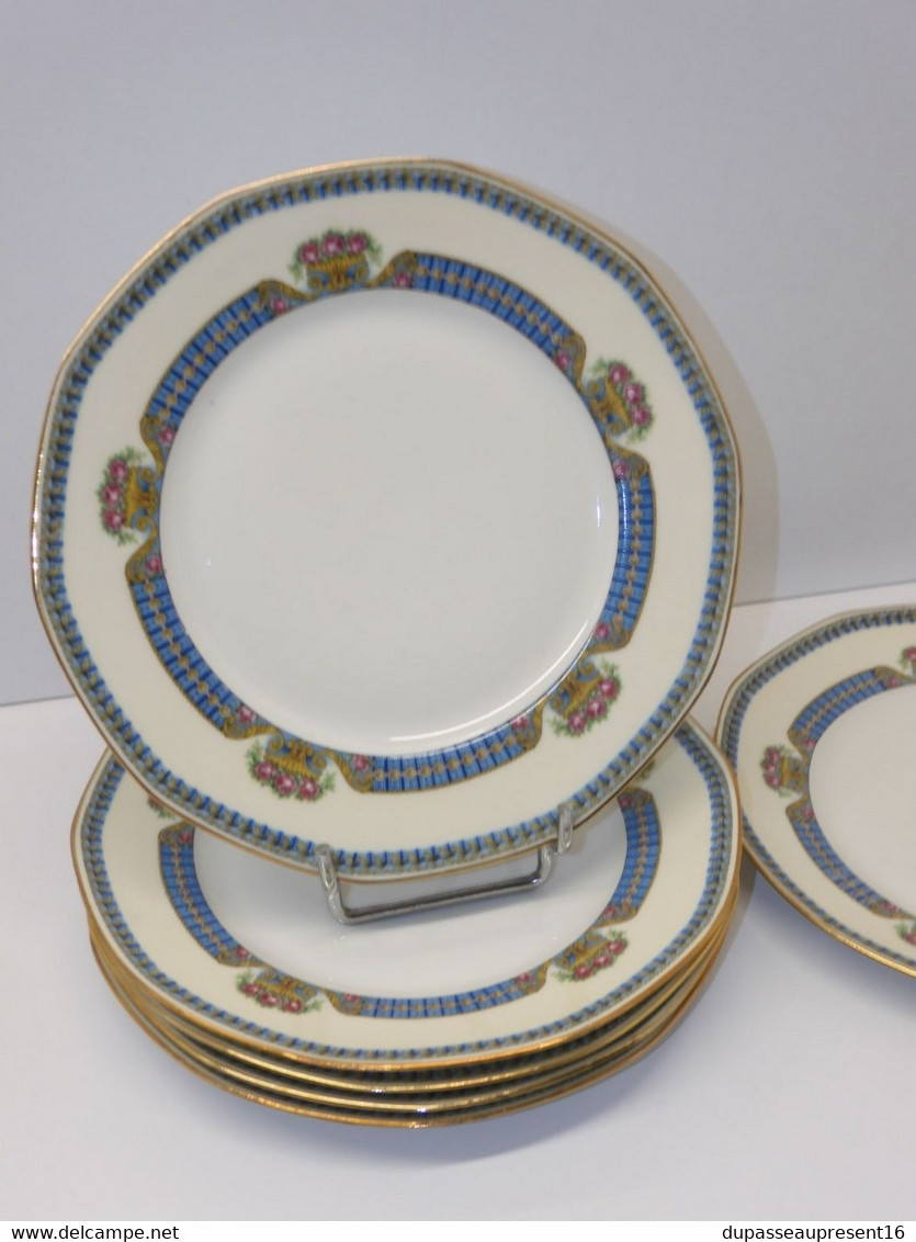 *6 ASSIETTES PLATES PORCELAINE LIMOGES JB France (JEAN BOYER) Dorures  E - Limoges (FRA)