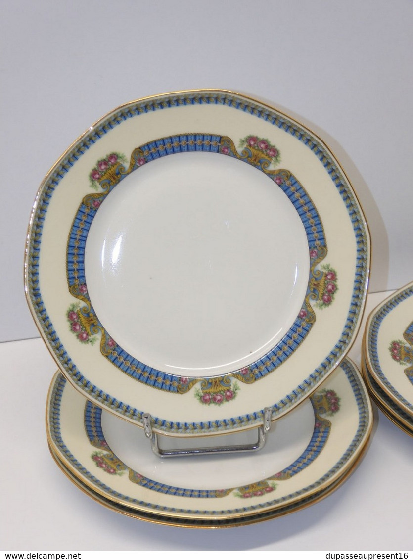 *6 ASSIETTES PLATES PORCELAINE LIMOGES JB France (JEAN BOYER) Dorures  E - Limoges (FRA)