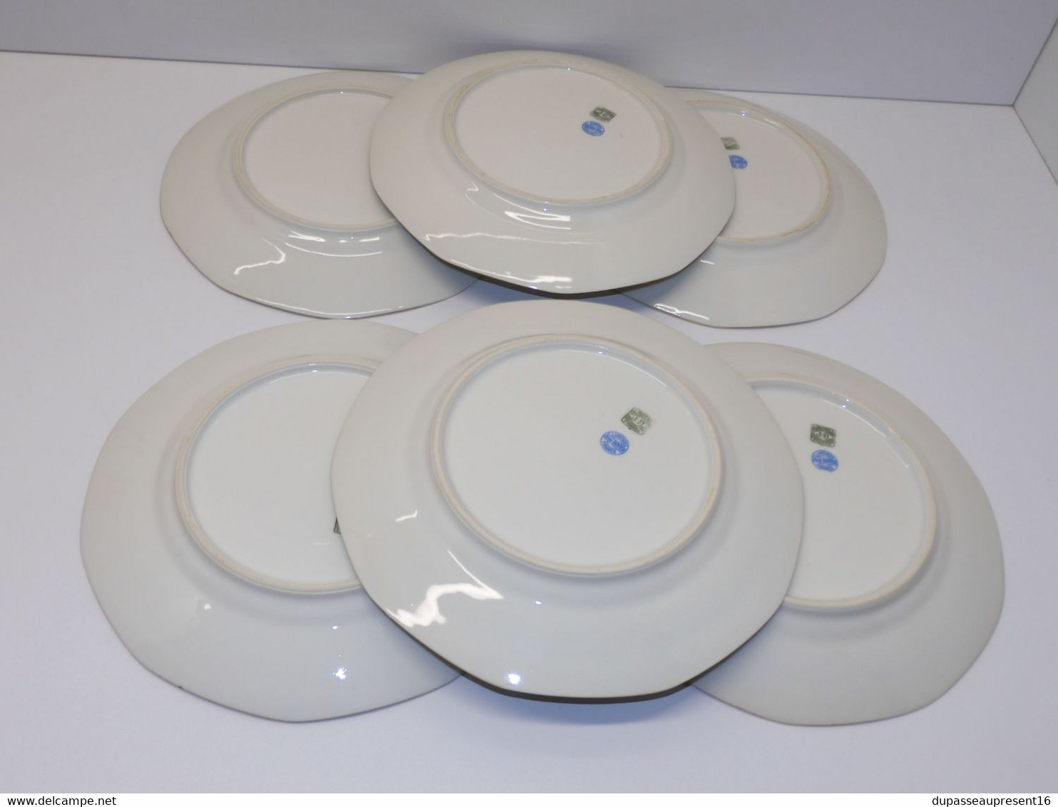 *6 ASSIETTES PLATES PORCELAINE LIMOGES JB France (JEAN BOYER) dorures  E