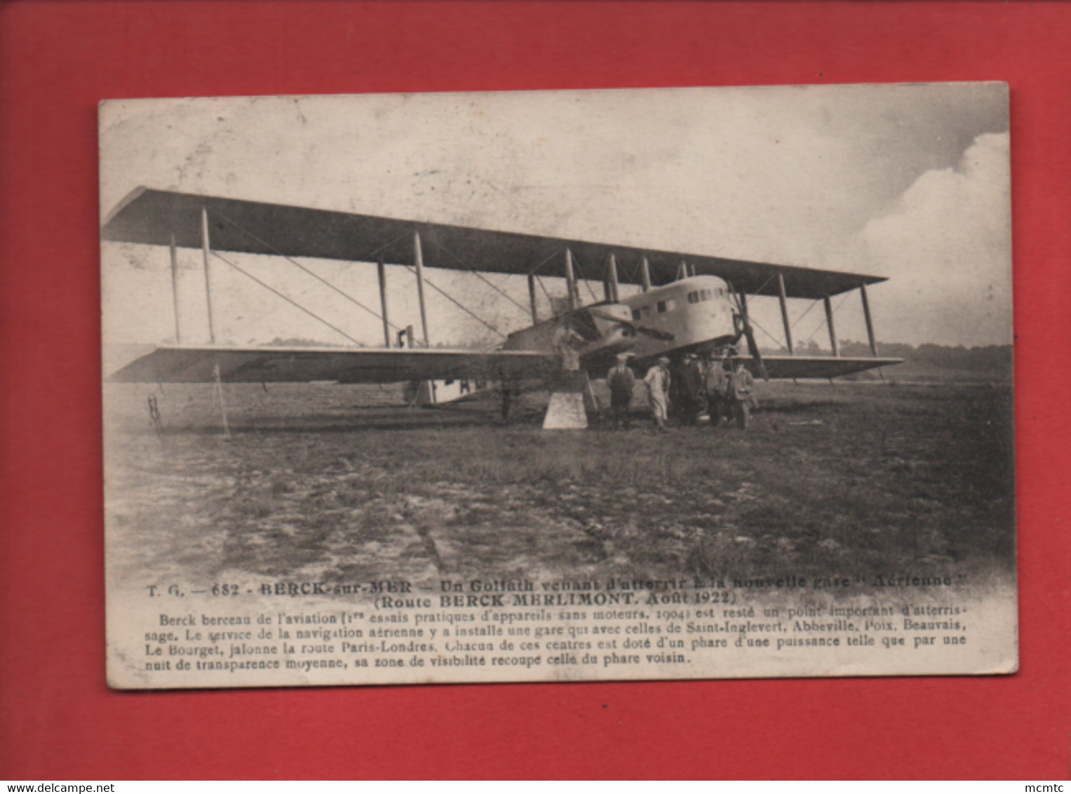 CPA -Berck Sur Mer - Un Goliath Venant D'atterrir à La Nouvelle Gare "aérienne "(Route Berck-Merlimont Août 1922) Avion - Berck