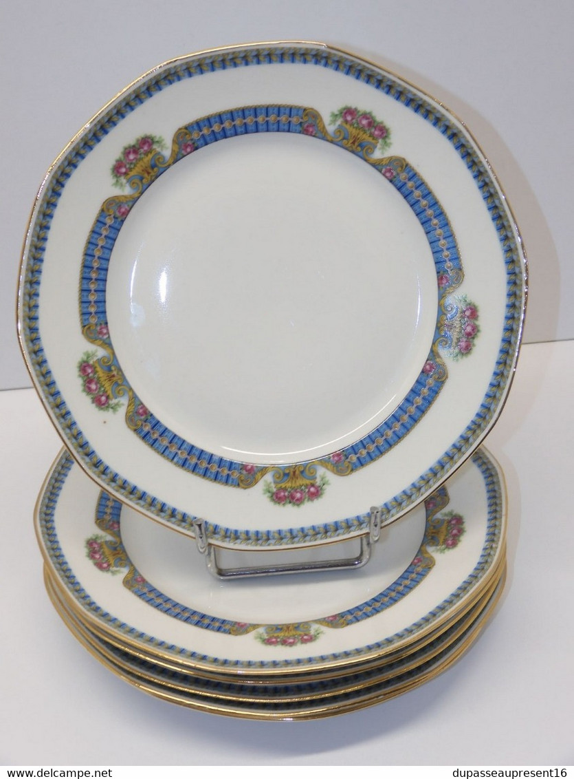 *6 ASSIETTES PLATES PORCELAINE LIMOGES JB France (JEAN BOYER) Dorures  E - Limoges (FRA)