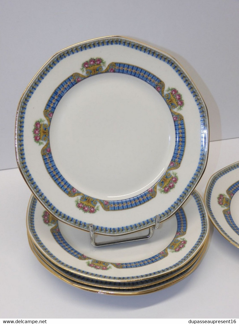 *6 ASSIETTES PLATES PORCELAINE LIMOGES JB France (JEAN BOYER) Dorures  E - Limoges (FRA)