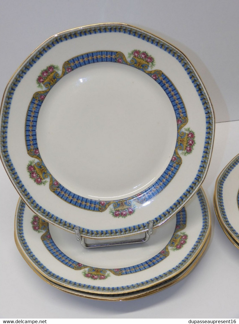 *6 ASSIETTES PLATES PORCELAINE LIMOGES JB France (JEAN BOYER) Dorures  E - Limoges (FRA)