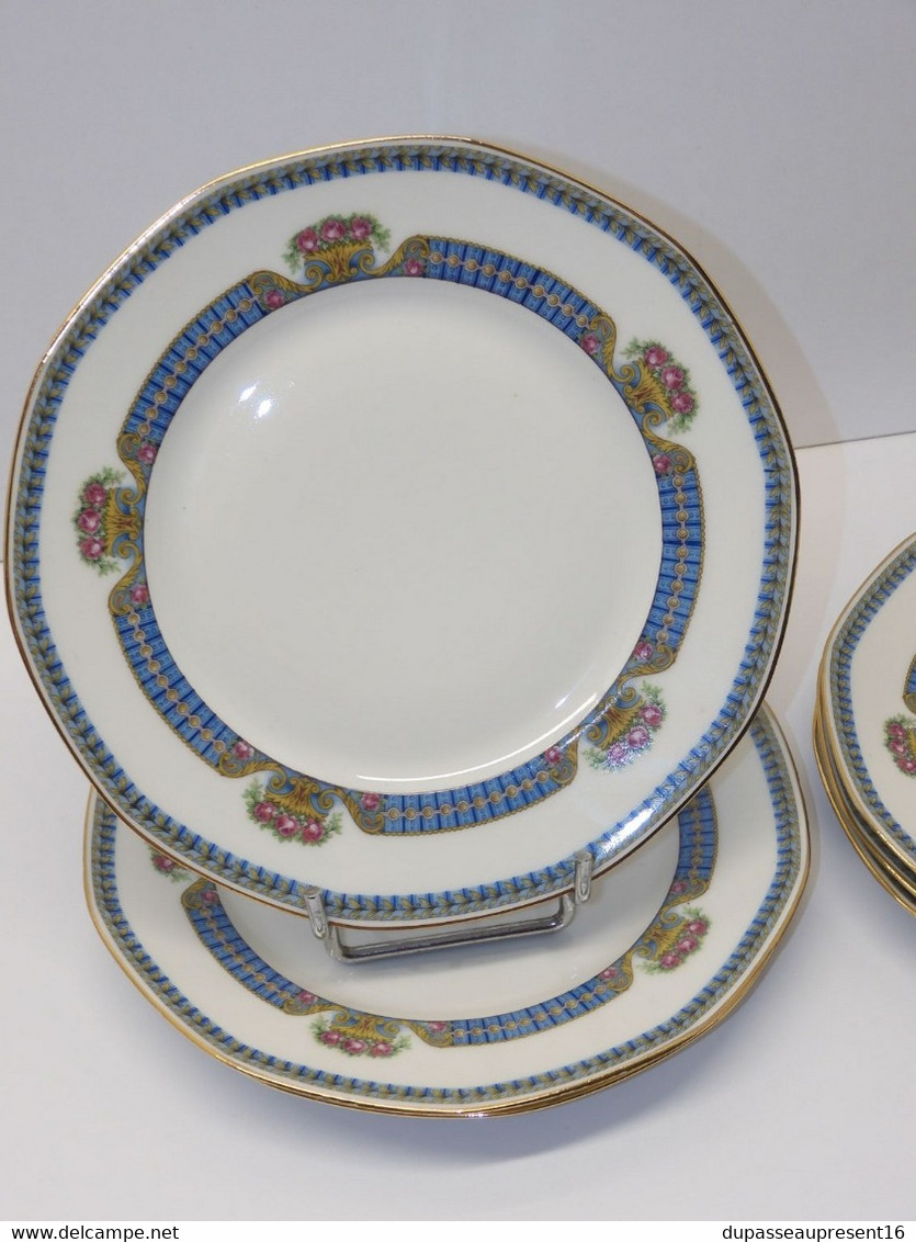 *6 ASSIETTES PLATES PORCELAINE LIMOGES JB France (JEAN BOYER) Dorures  E - Limoges (FRA)