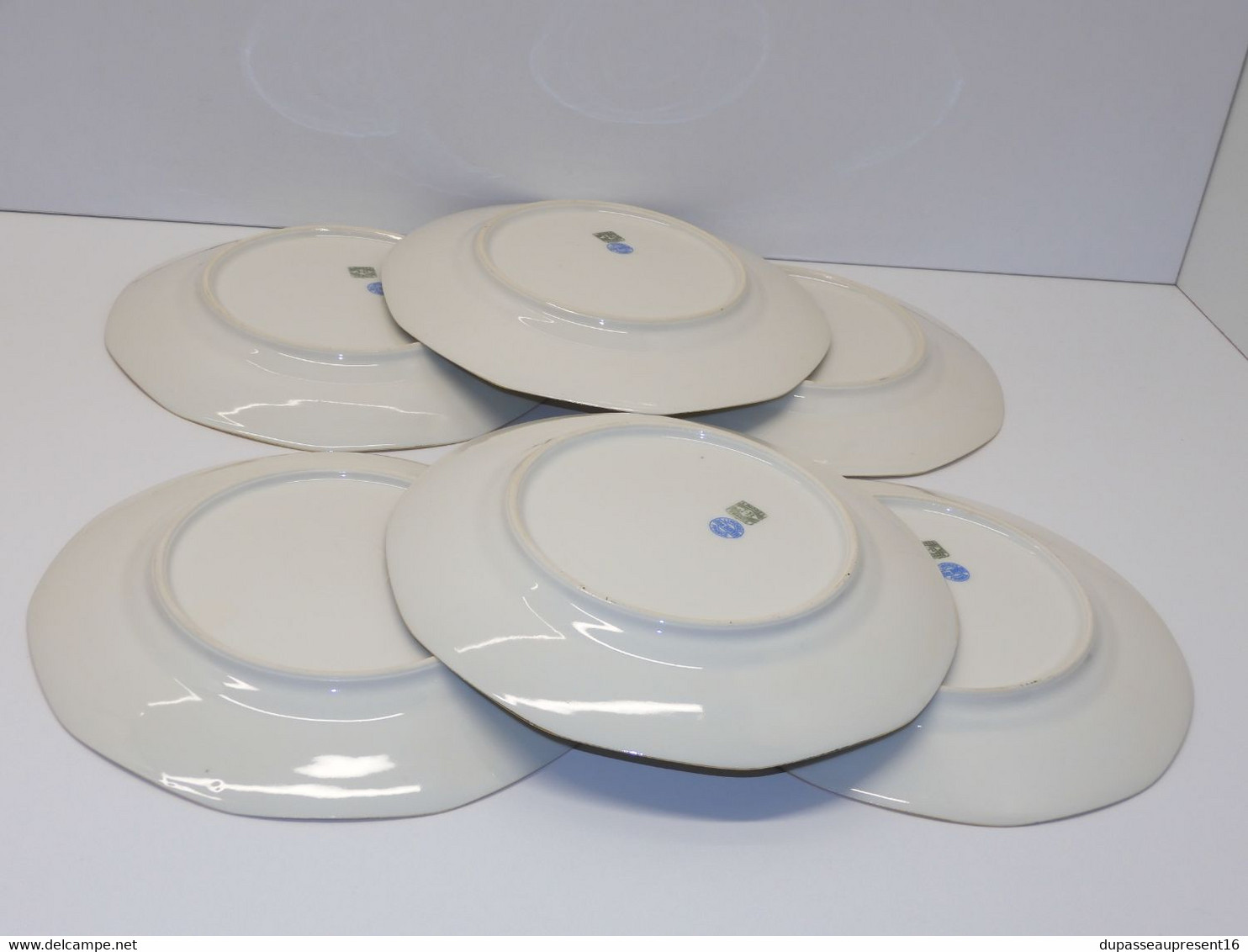 *6 ASSIETTES PLATES PORCELAINE LIMOGES JB France (JEAN BOYER) dorures  E