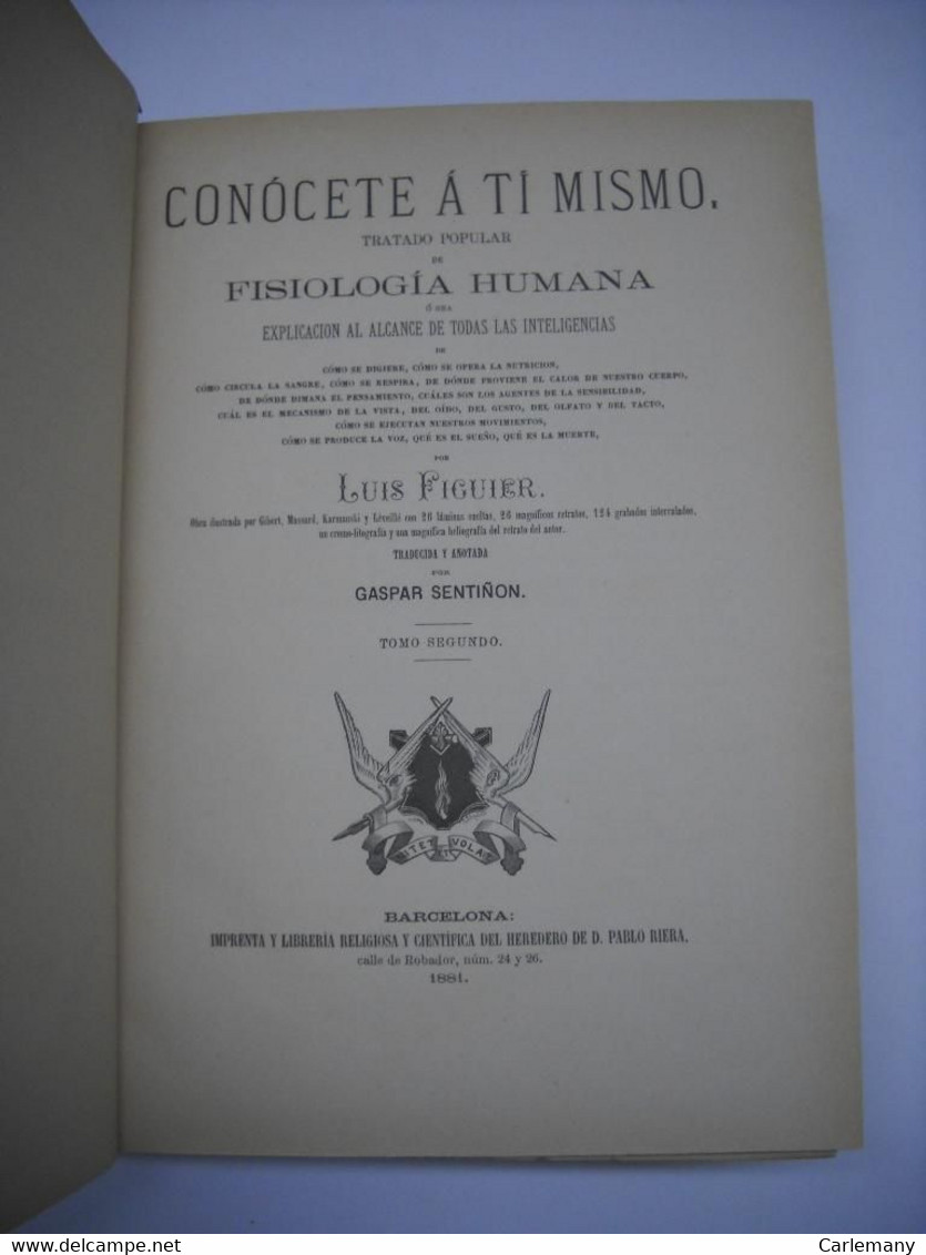 Dos Libros De FISIOLOGIA POPULAR HUMANA De 1881 DE LUIS FIGUIER. TOMO 1 Y TOMO 2 - Filosofia E Religione