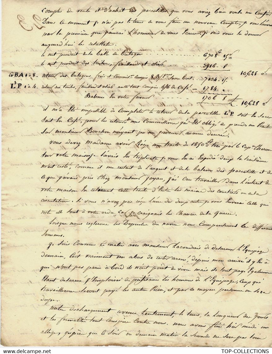 1823 De Honfleur Avice Capitaine De Navire LACOUDRAIS TRAITE NEGRIERE  PACOTILLES NAVIGATION EXPEDITION MARTINIQUE - Historische Dokumente