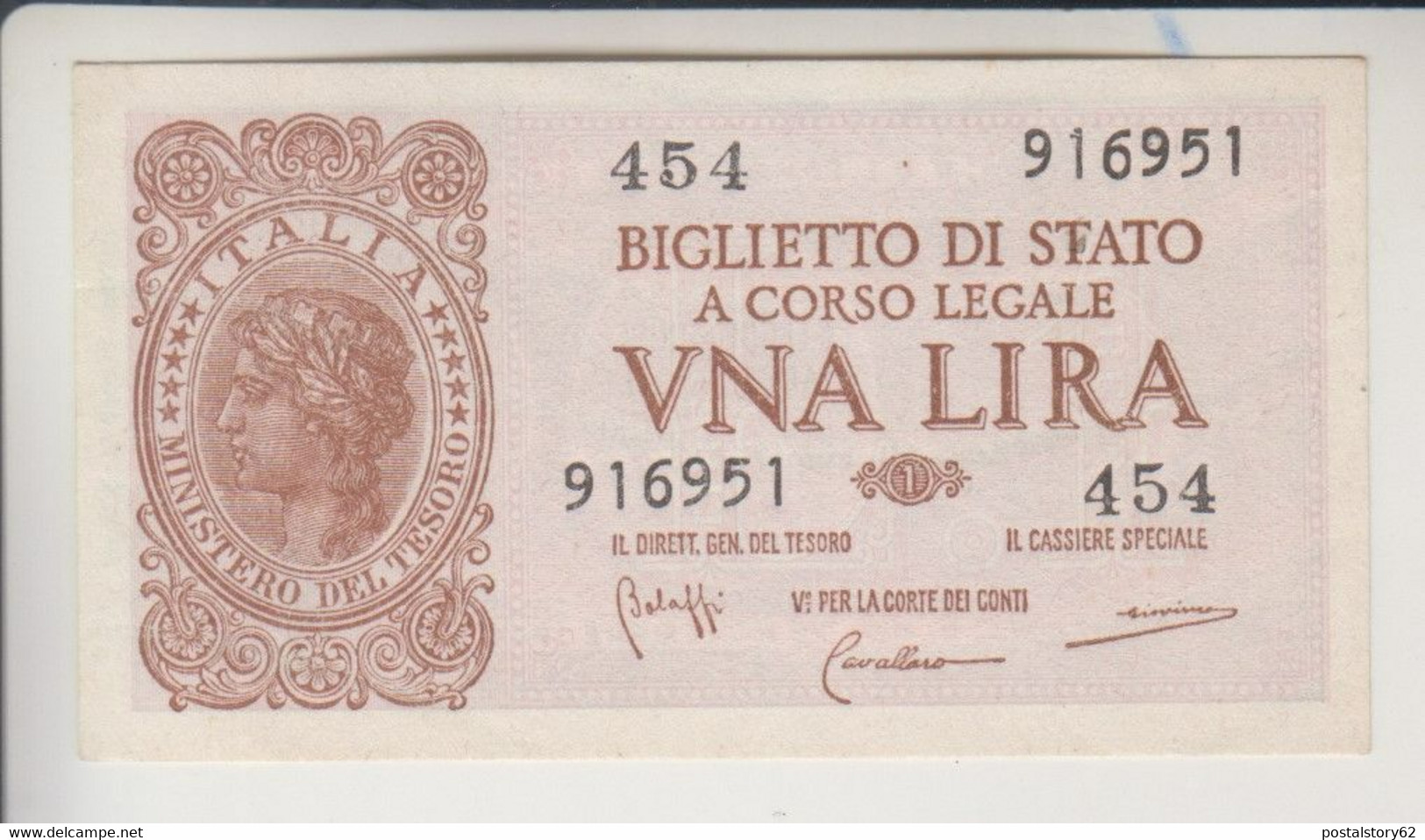 1lira Biglietto Di Stato A Corso Legale - Ministero Del Tesoro - Dec. 23 Novembre 1944 - Italia – 1 Lira