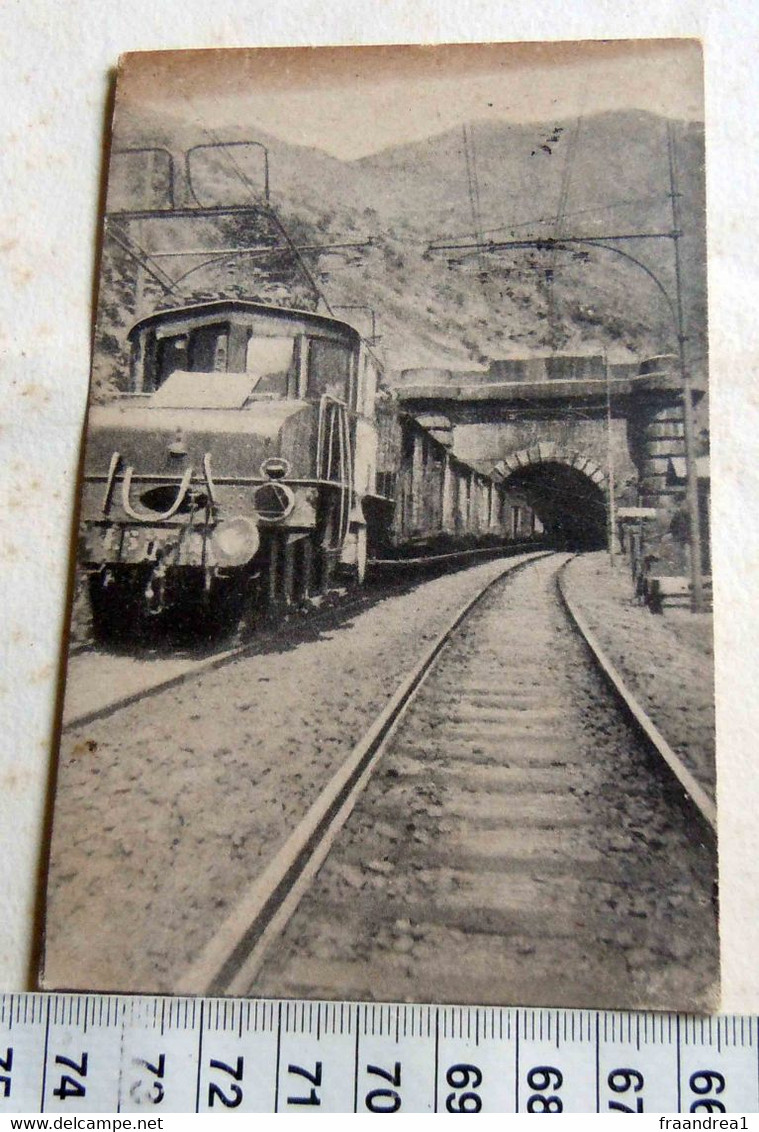 C.P.A. \P.C \.Ak BARDONECCHIA USCITA DAL TUNNEL TRENO ELETTRICO  1922 - Trasporti