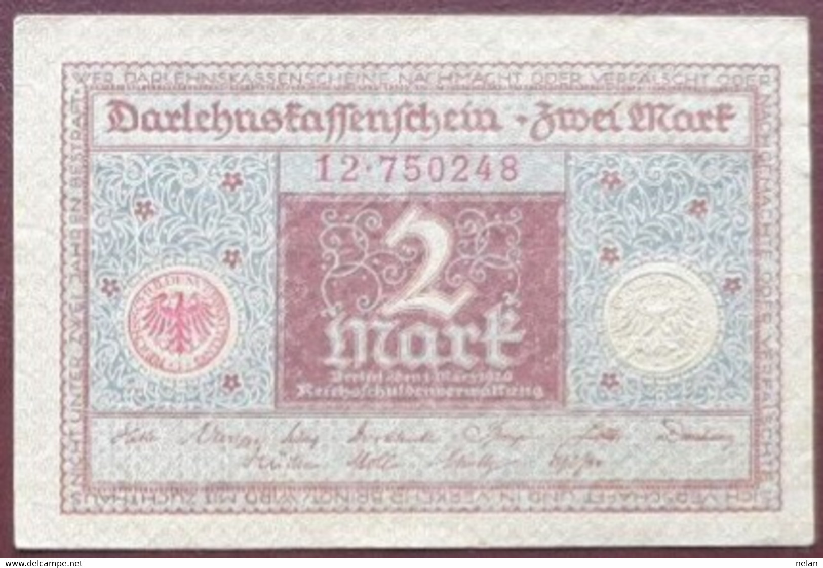 GERMANIA-2 MARK 1920 P-60  VF+ - 2 Mark