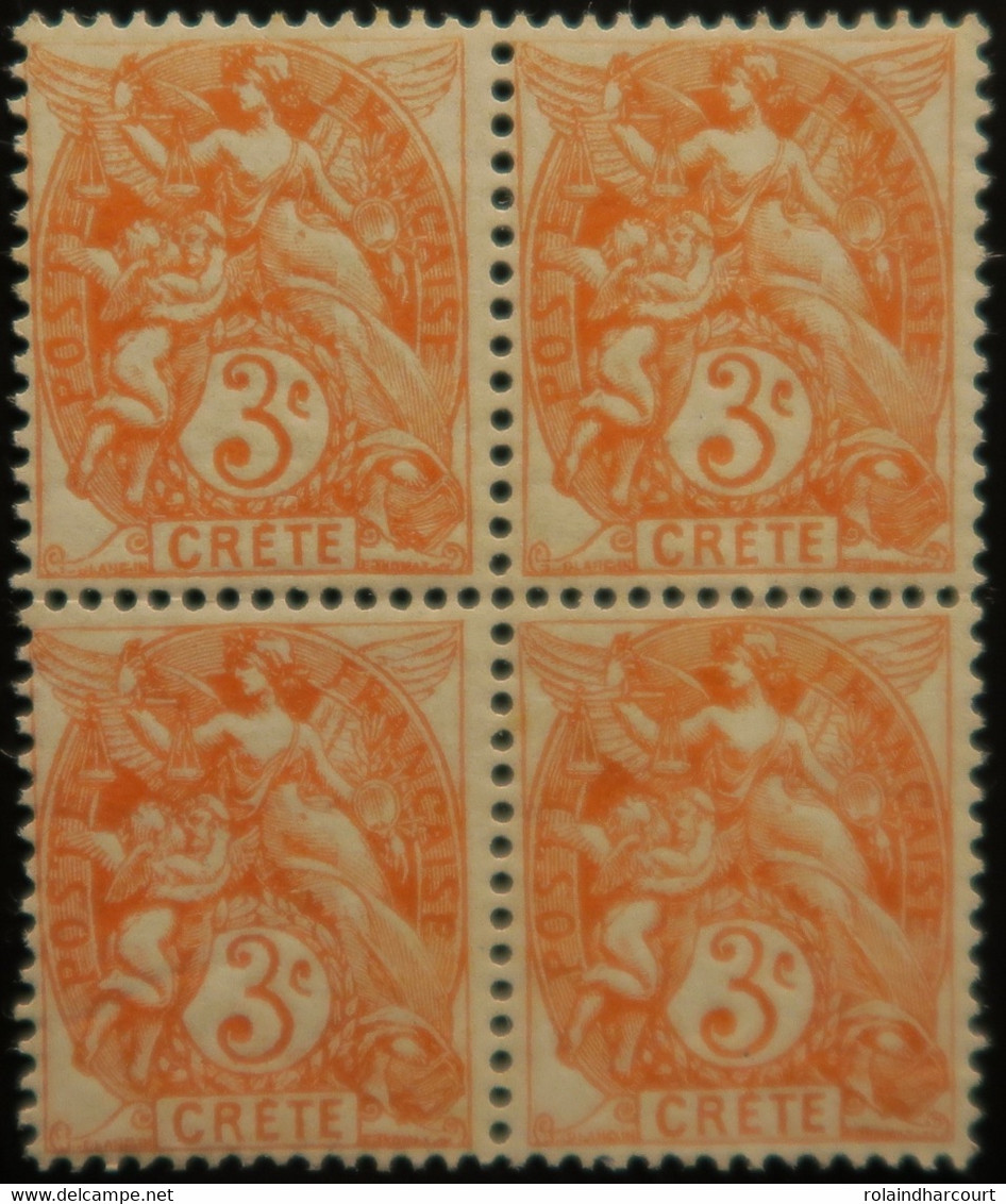 LP3844/67 - 1902/1903 - COLONIES FRANÇAISES - CRETE - N°3 BLOC NEUF* Aucune Charnière - Neufs