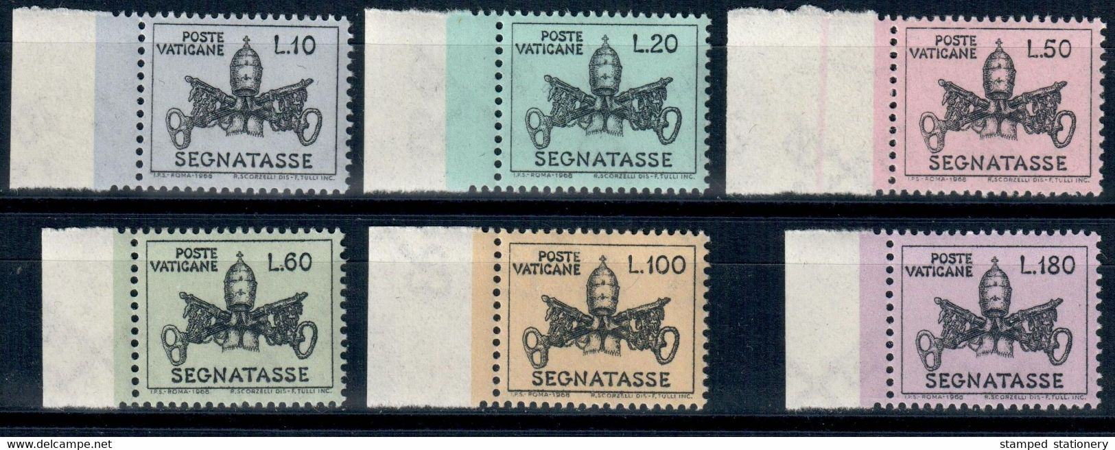 VATICANO SEGNATASSE 1968 'TRIREGNO E CHIAVI DECUSSATE' 6 VALORI IN QUARTINE NUOVI MNH ** SASSONE 25/30 - Postage Due