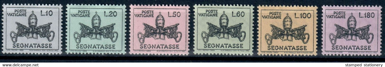 VATICANO SEGNATASSE 1968 'TRIREGNO E CHIAVI DECUSSATE' 6 VALORI IN QUARTINE NUOVI MNH ** SASSONE 25/30 - Postage Due