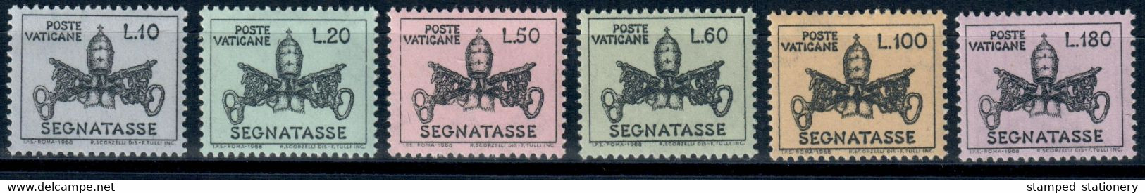 VATICANO SEGNATASSE 1968 'TRIREGNO E CHIAVI DECUSSATE' 6 VALORI IN QUARTINE NUOVI MNH ** SASSONE 25/30 - Taxes