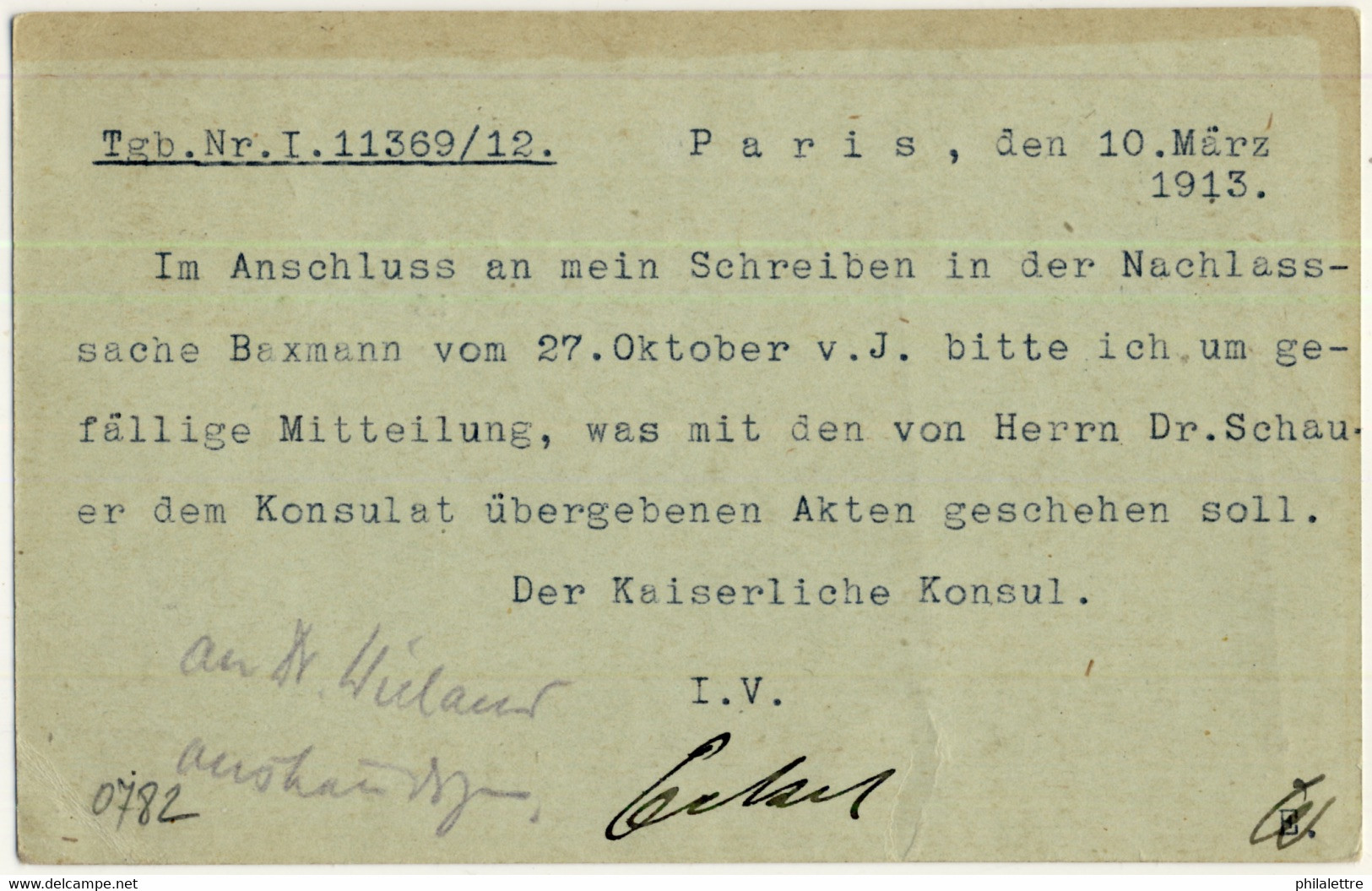 FRANCE - 1919 CP 10c Semeuse Du Consul D'Allemagne Pour Hannovre Avec Surcharhe Manuelle "amtl" Sur Timbre - Cartoline Postali E Su Commissione Privata TSC (ante 1995)