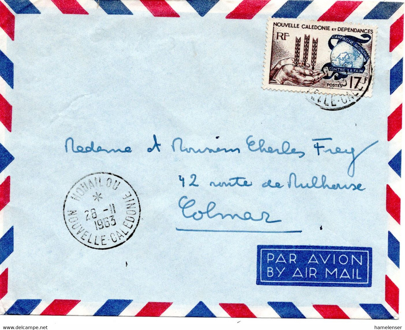 61504 - Neukaledonien - 1963 - 17F FAO EF A LpBf HOHAILOU -> Frankreich - Storia Postale