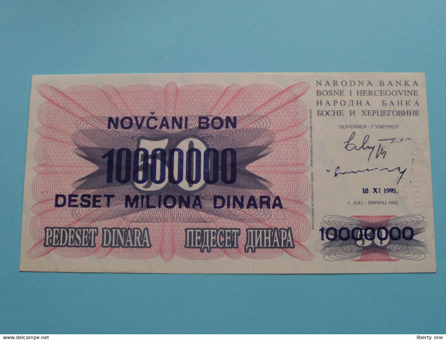 10 000 000 Deset Miliona Dinara ( FD55828824 / DC ) Bosne I Hercegovine - 10-XI-1993 ( Voir / See > Scans ) UNC ! - Bosnia Erzegovina