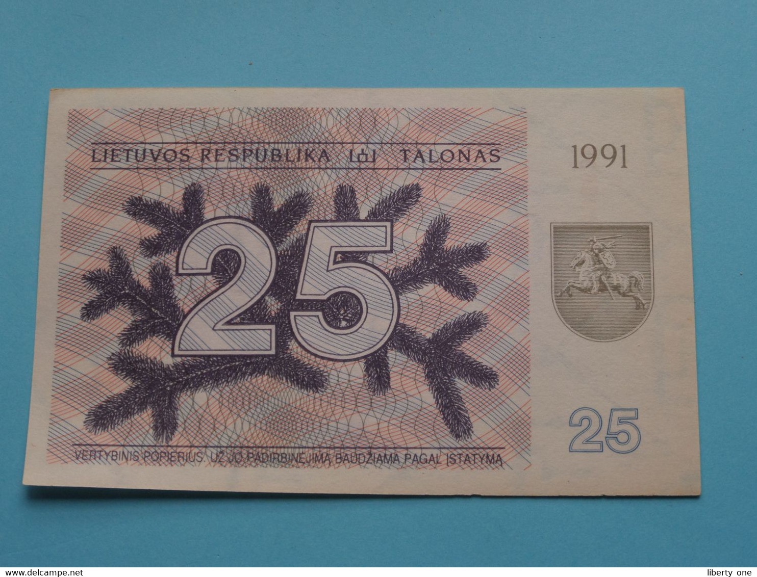 25 Talonas ( AF N° 495635 ) Lietuvos - 1991 ( Voir / See > Scans ) UNC ! - Lituanie