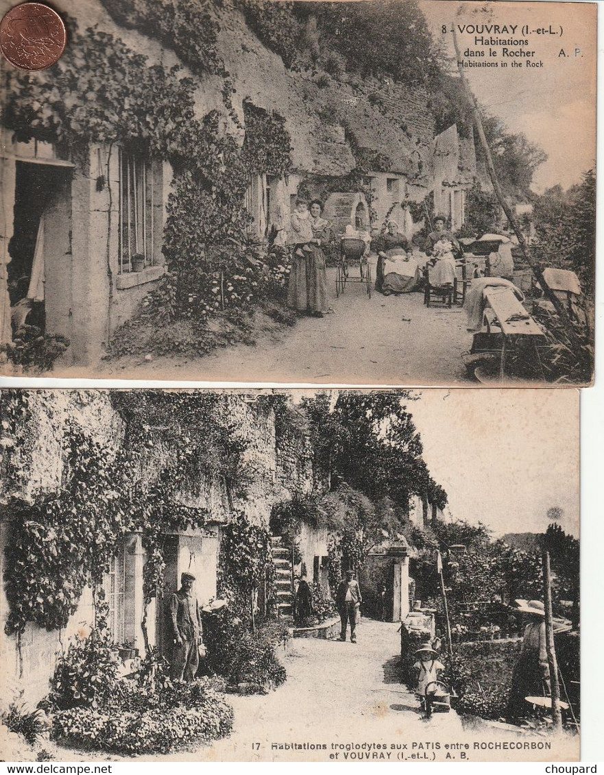 37 - 5 Cartes Postales Anciennes De  VOUVRAY    Habitations Troglodytes - Vouvray