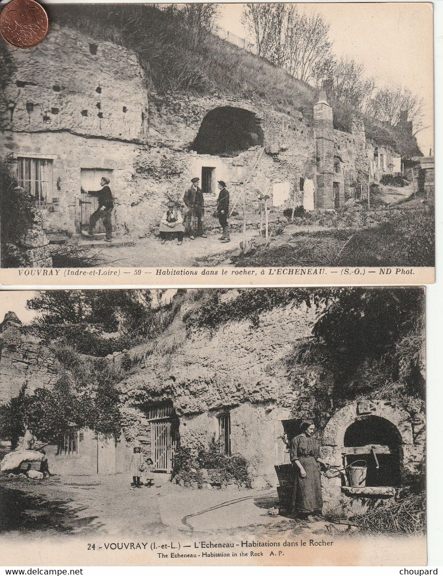 37 - 5 Cartes Postales Anciennes De  VOUVRAY    Habitations Troglodytes - Vouvray