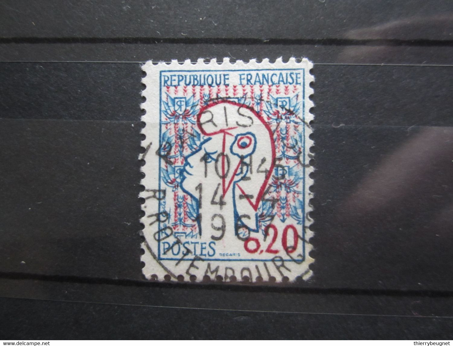 VEND BEAU TIMBRE DE FRANCE N° 1282 , OBLITERATION " PARIS - R.ROTTEMBOURG " !!! - 1961 Marianni Di Cocteau