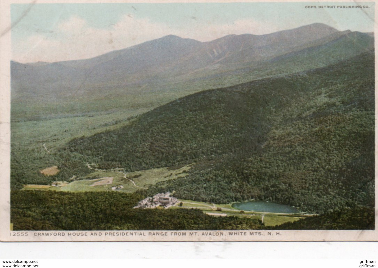 CRAWFORD HOUSE AND PRESIDENTIAL RANGE FROM MT AVALON WHITE MOUNTAINS NH 1910 - White Mountains