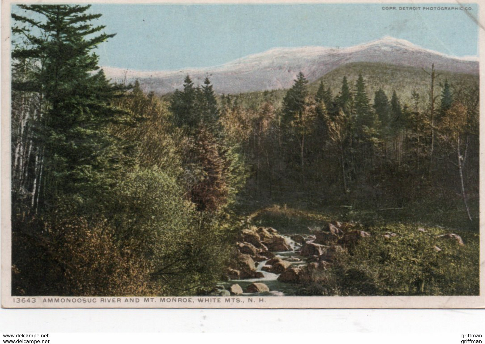 AMMONOOSUC RIVER AND MT MONROE WHITE MOUNTAINS NH 1910 - White Mountains