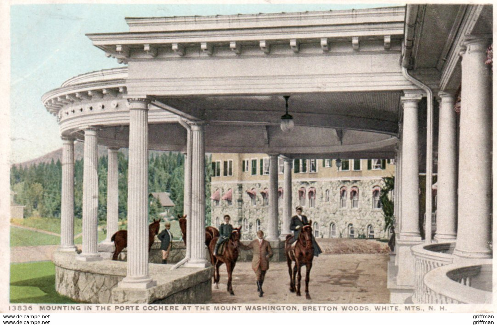 MOUNTING IN THE PORTE COCHERE AT THE MOUNT WASHINGTON BRETTON WOODS WHITE MOUNTAINS NH 1910 - White Mountains