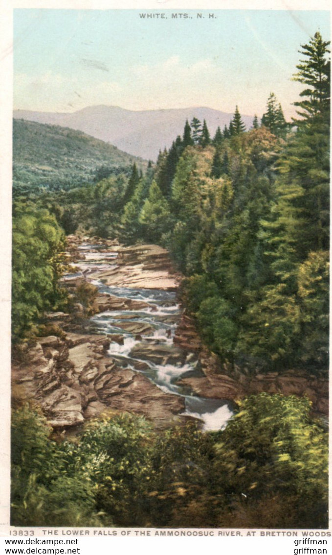 THE LOVER FALLS OF THE AMMONOOSUC RIVER AT BRETTON WOODS WHITE MOUNTAINS NH 1910 - White Mountains