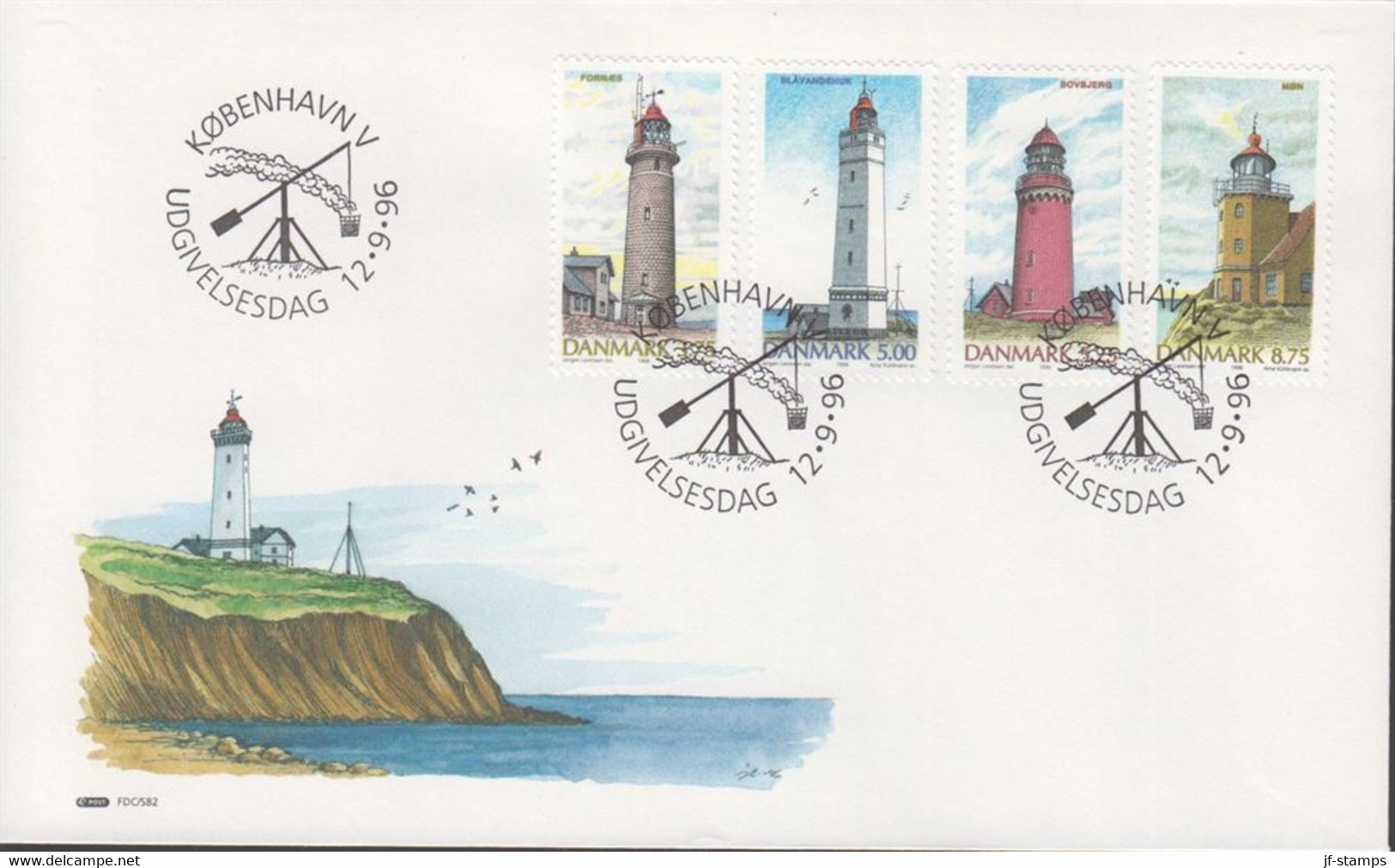 1996. DANMARK. Lighthouses Complete Set On FDC 12.9.96.  (Michel 1132-1135) - JF433942 - Briefe U. Dokumente