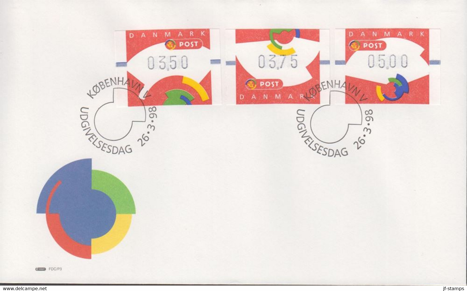 1998. DANMARK. Slot Maschine 3,50 + 3,75 + 5,00 Kr On FDC 26.3.98.  (Michel AU-5-7) - JF433956 - Brieven En Documenten