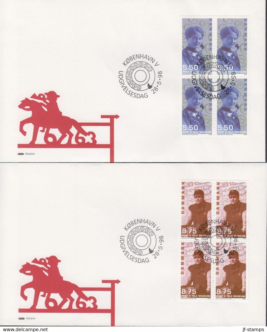 1998. DANMARK. POST & TELE MUSEUM Complete Set In 4-blocks On FDC 28.5.98.  (Michel 1182-1185) - JF433961 - Storia Postale