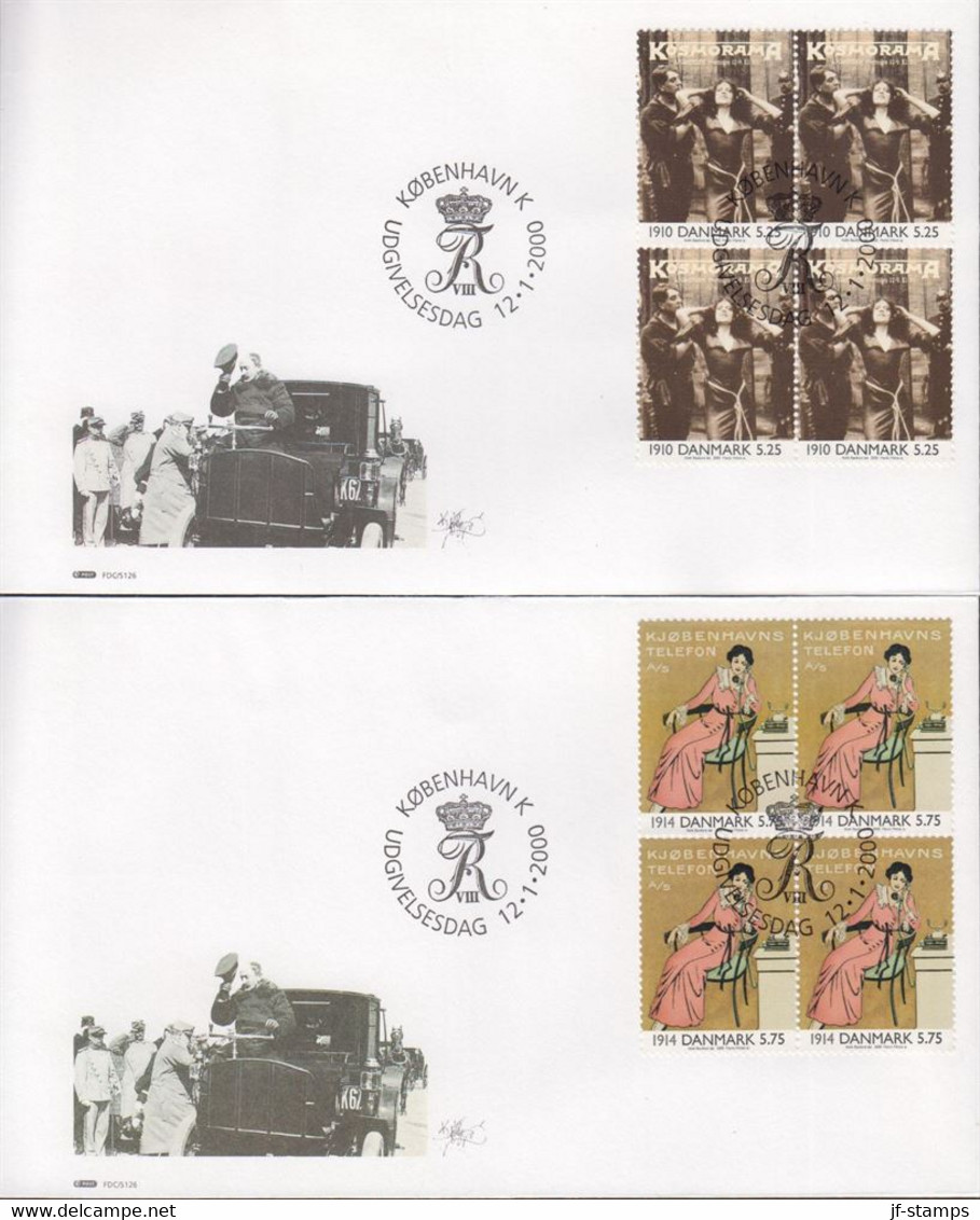 2000. DANMARK. 20th CENT. COMPLETE SET IN BLOCKS Of 4 On FDC 12 1 2000.  (Michel 1234-1237) - JF433978 - Lettres & Documents