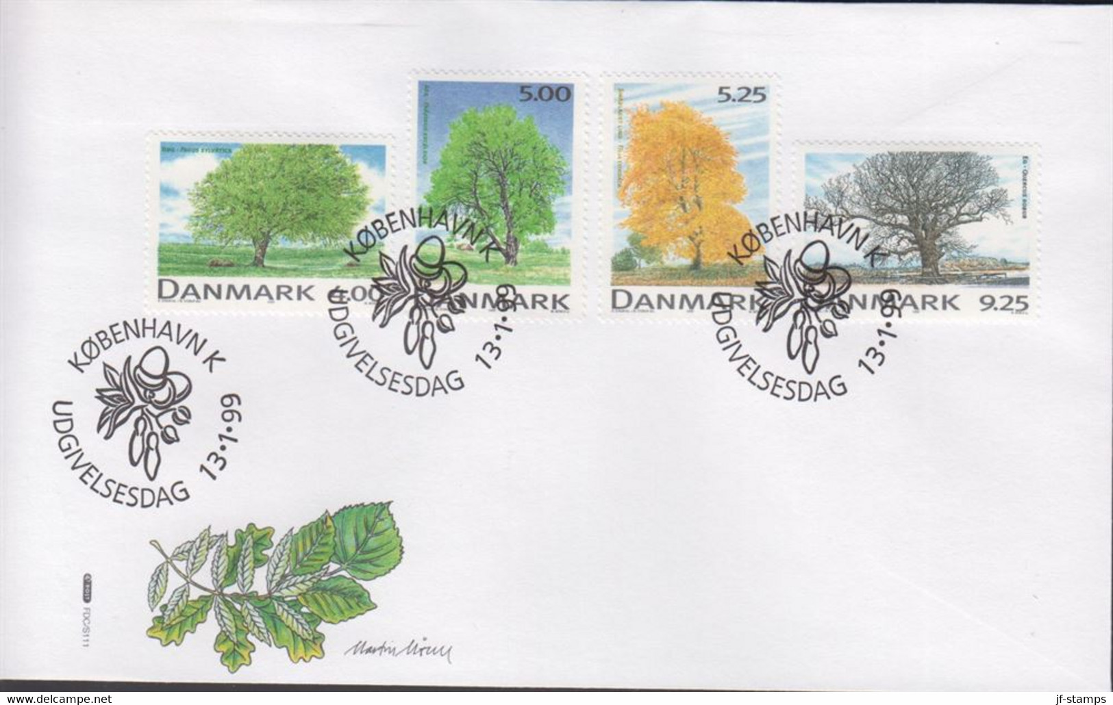 1999. DANMARK. Trees Complete Set On FDC 13.1.99.  (Michel 1199-1202) - JF434059 - Brieven En Documenten