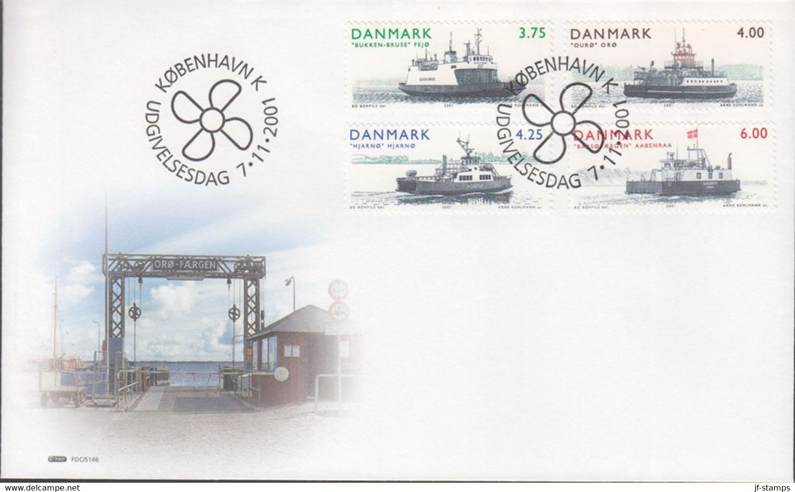 2001. DANMARK. Local Ferries Complete Set On FDC 7.11.2001.  (Michel 1291-1294) - JF434069 - Lettres & Documents