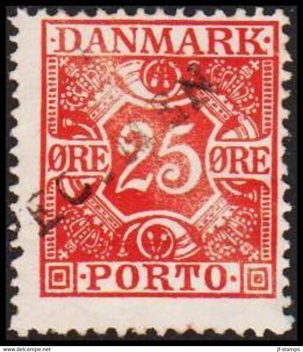 1923. DANMARK. Postage Due. Porto. Wavy-line. 25 Øre Red In RARE Hinged. Stamp Overp... (Michel P15 SPECIMEN) - JF524930 - Postage Due