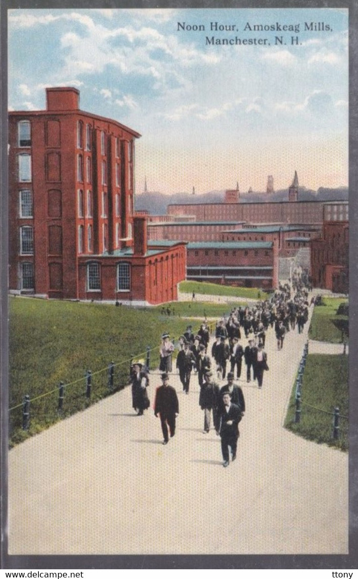 CPA  USA  Etats-Unis    Manchester Noon Hour Amoskeag Mills : Carte écrite 1919 - Manchester