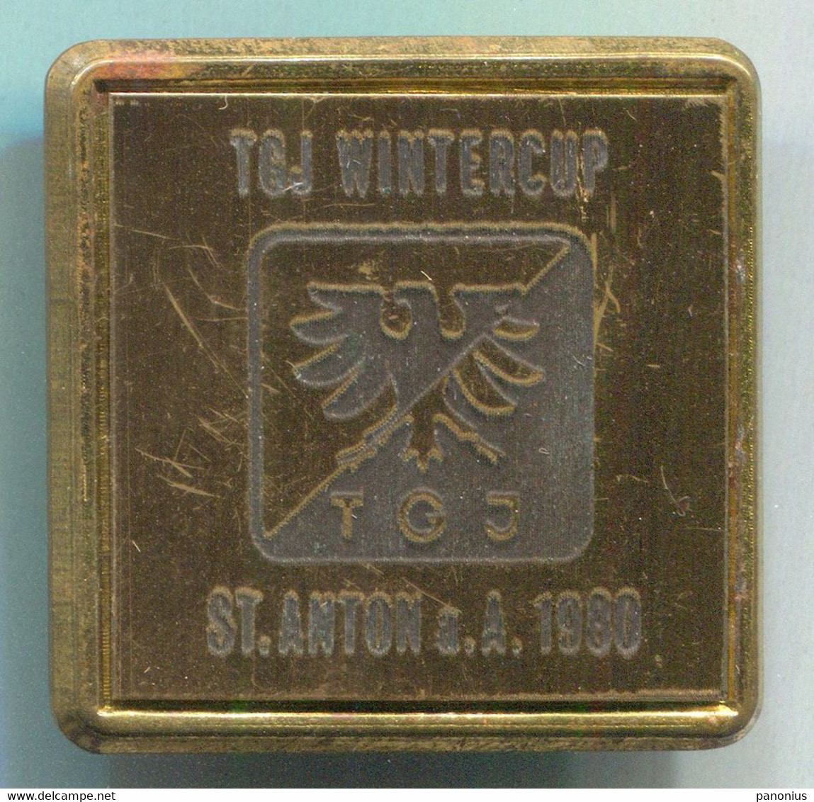 Ski Skiing, Alpine Ski TGJ Winter Cup St. Anton Austria, Vintage Pin Badge Abzeichen, D 35 Mm - Sports D'hiver