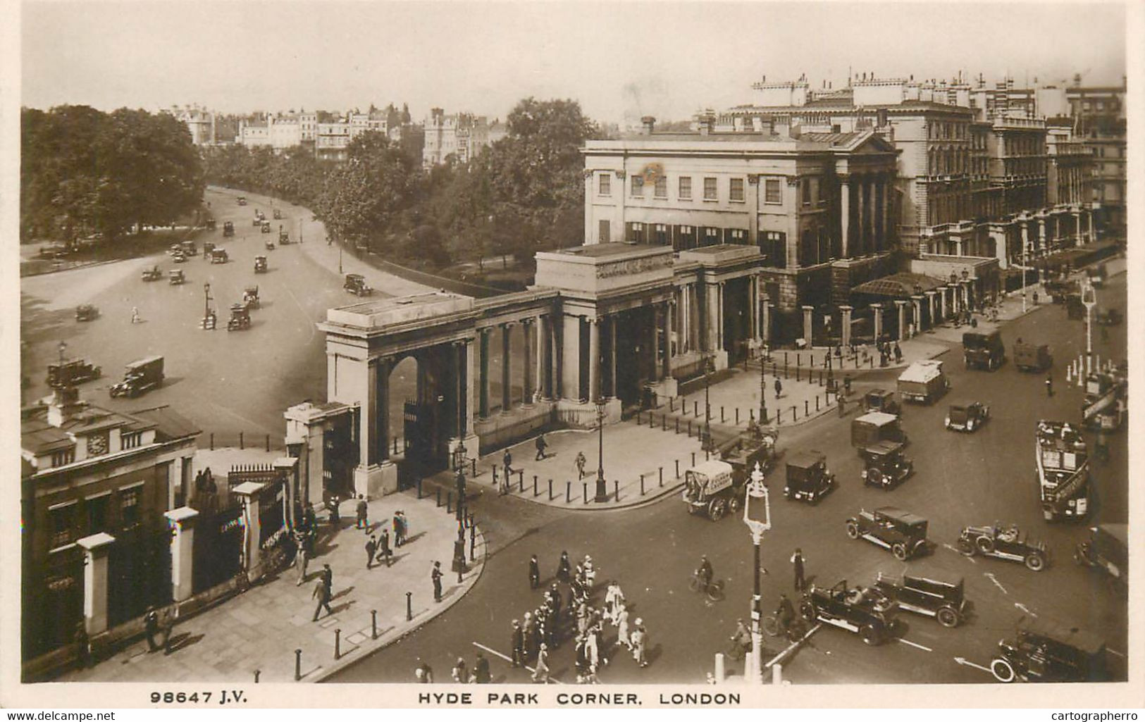 London Hyde Park Corner Photo Postcard 1928 - Hyde Park