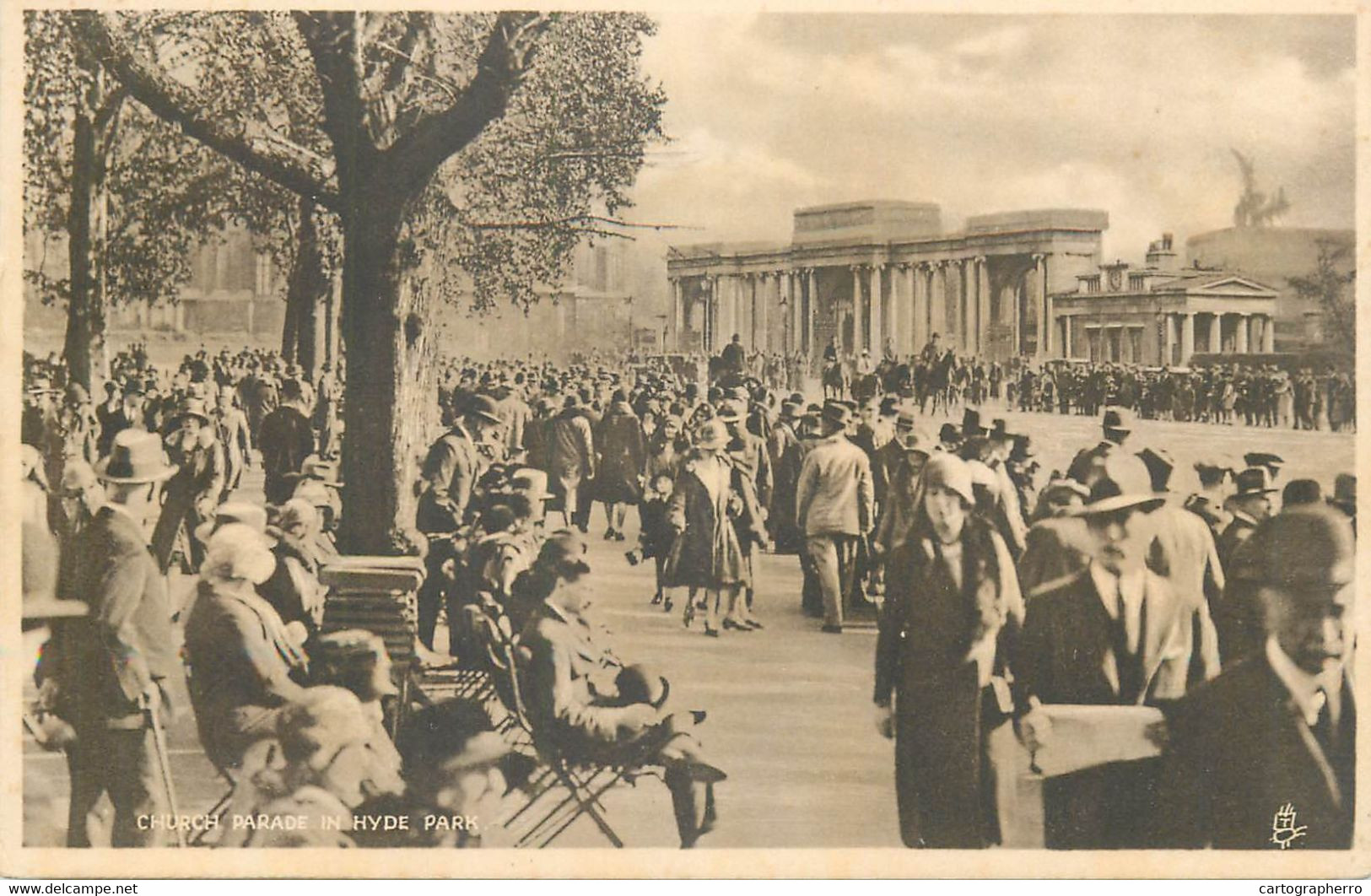 London Hyde Park Church Parade Raphael Tuck Art Sepia Gravure Series Postcard - Hyde Park