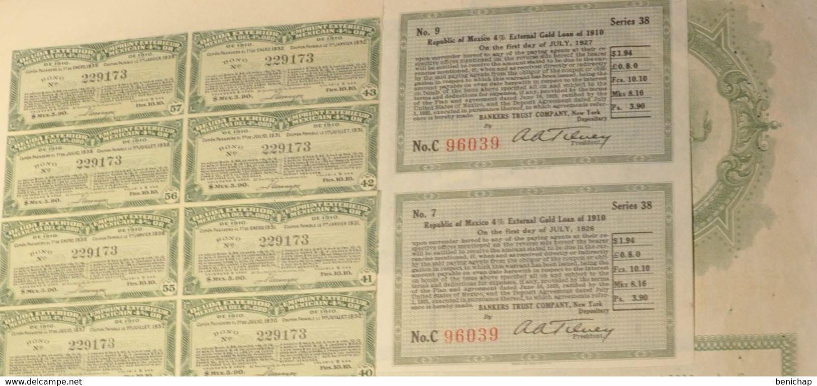 Republica Mexicana (Emprunt Extérieur Mexicain 4% Or De 1910 - Obligation De £20 - Mexique. - Banca & Assicurazione