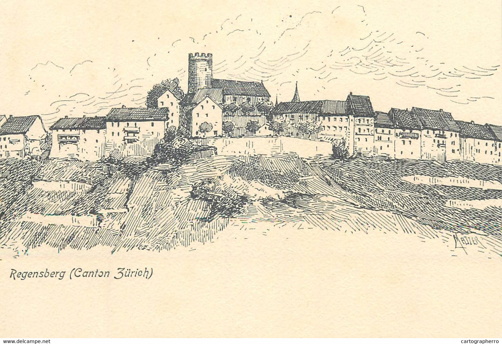 Suisse Regensberg Drawing By Matzer 1900s - Regensberg