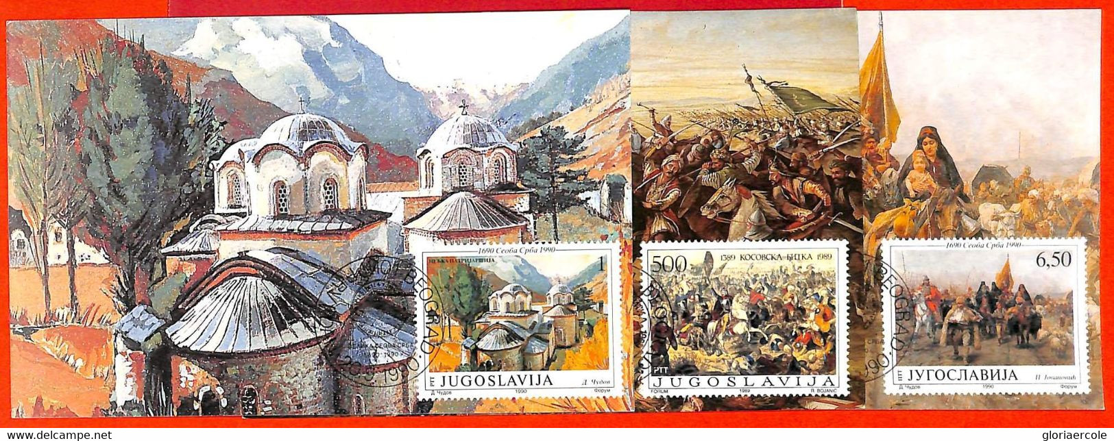 Aa3376 - YUGOSLAVIA - POSTAL HISTORY - Set Of 3 MAXIMUM CARD 1990 Architecture - Cartes-maximum