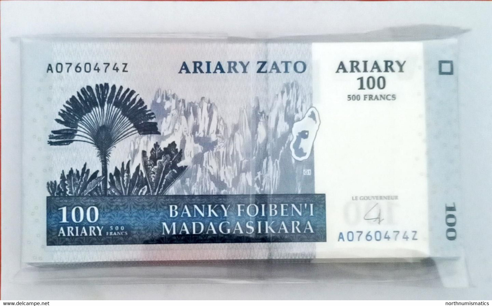 Madagascar 100 Ariary 500 Francs  2004 100 Pcs Bundle Unc - Madagascar