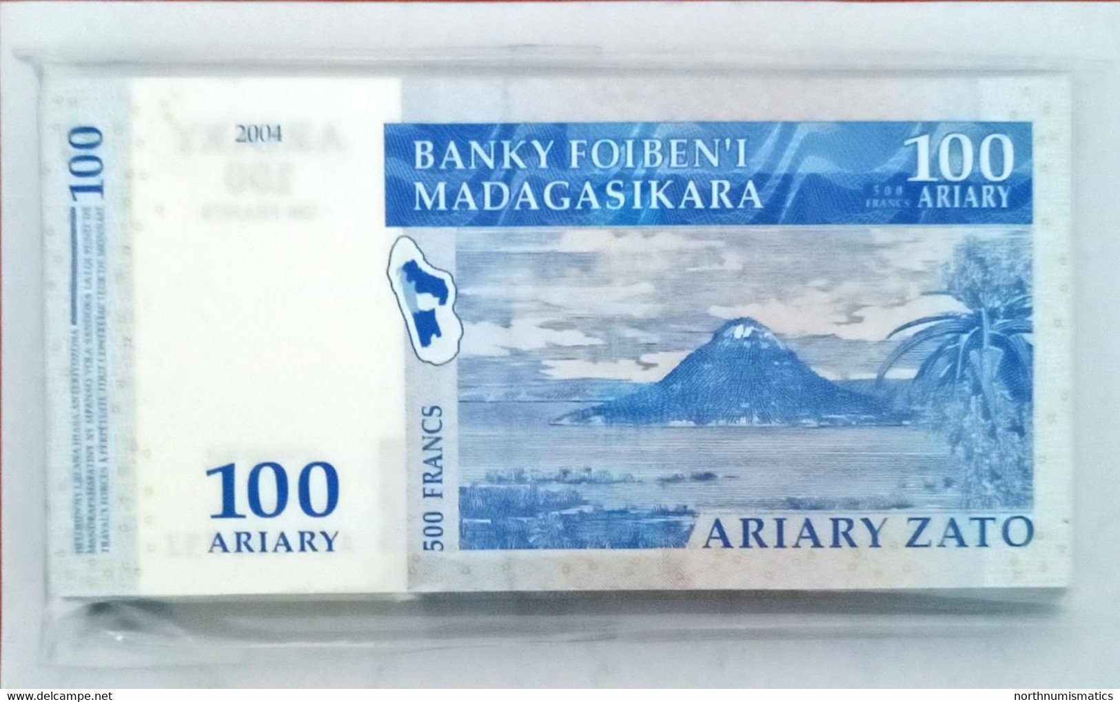 Madagascar 100 Ariary 500 Francs  2004 100 Pcs Bundle Unc - Madagascar