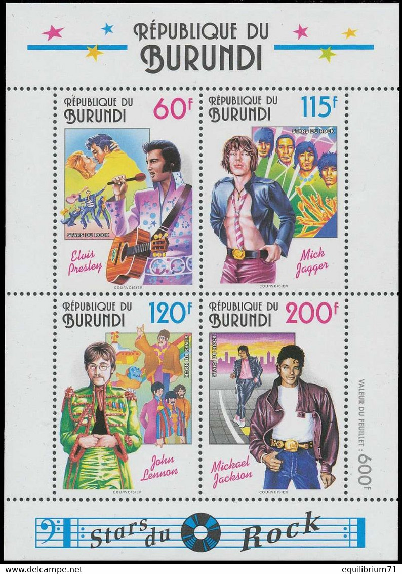 BL134**(1045-1048) - Stars Du Rock / Sterren Van De Rockmuziek / Rockstars / Rock Stars - BURUNDI - Nuevos